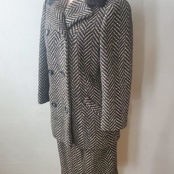 Anne Fogarty 2 Piece Tweed Skirt-Coat Set/ Women's Vintage Designer Suit - Picture 6 of 12